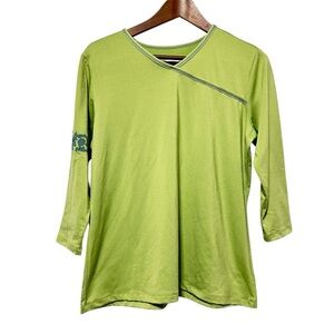 Sporthill Lime Green Asymmetrical Long Sleeve Top Women’s L Stretch